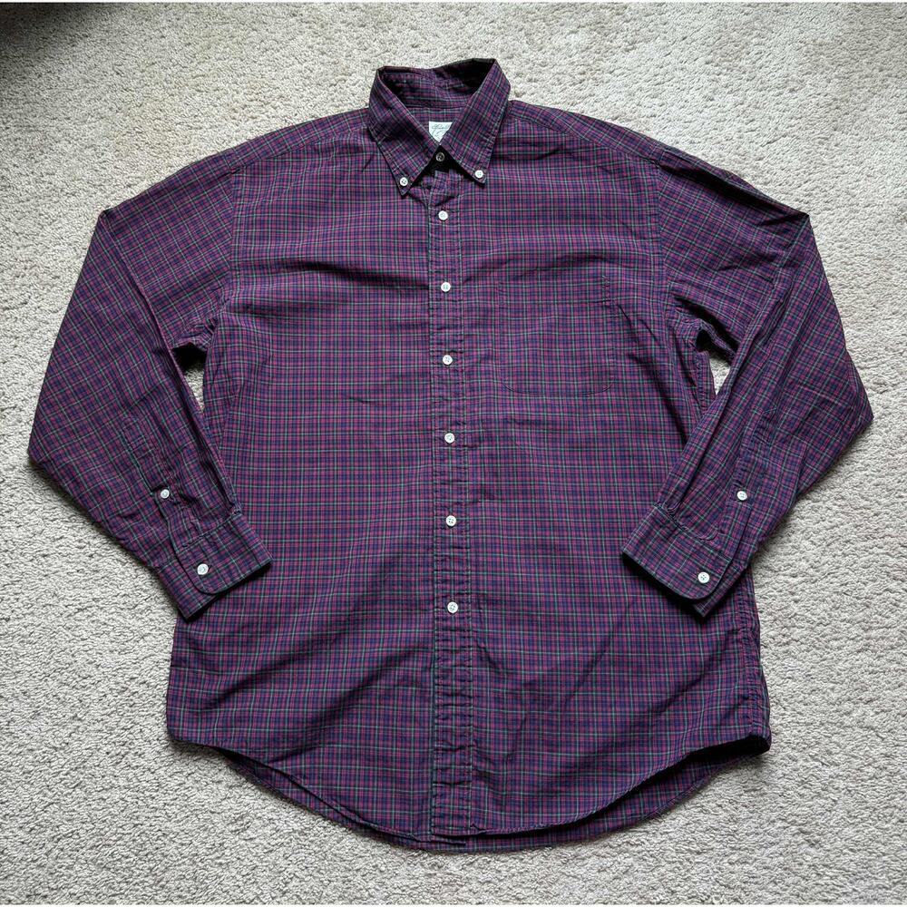 Brooks Brothers Cotton Long Sleeve Button-Down Sport Shirt Burgundy Men's Size M